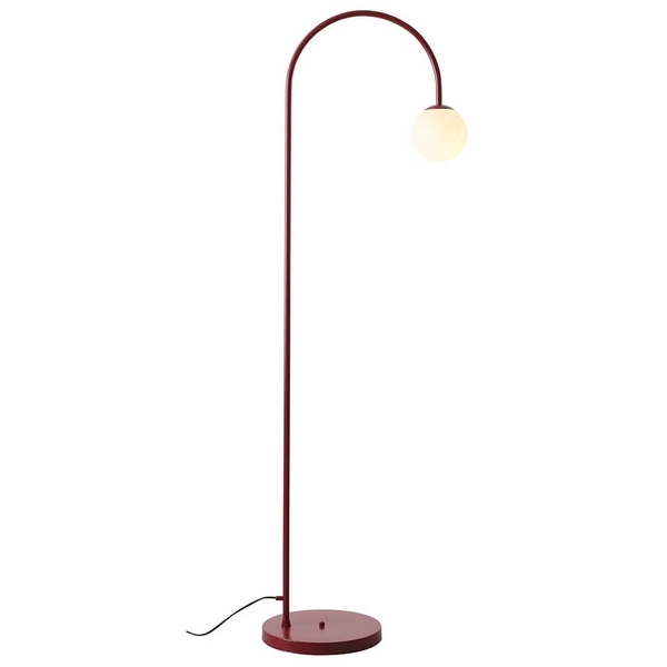 Zaokrąglona podłogowa lampa Una 1116A15  mleczna kula czerwony