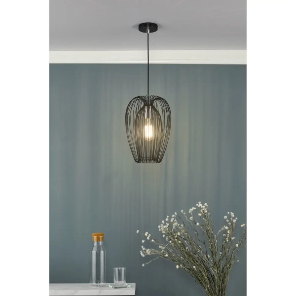 Druciana lampa wisząca Ero ERO0122 do jadalni czarny chrom