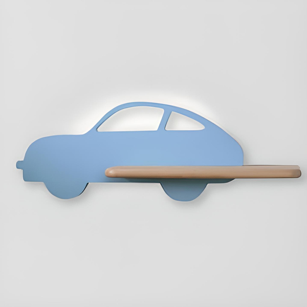 Ścienny kinkiet Kids Car 21-84798 LED 5W 4000K półka niebieski drewno