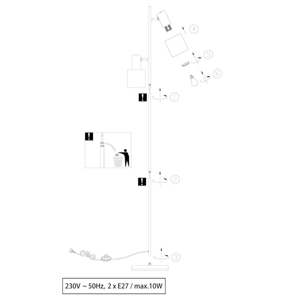 Lampa podłogowa ELIOR DL217419400 Trio z przełącznikiem nożnym beżowa brązowa