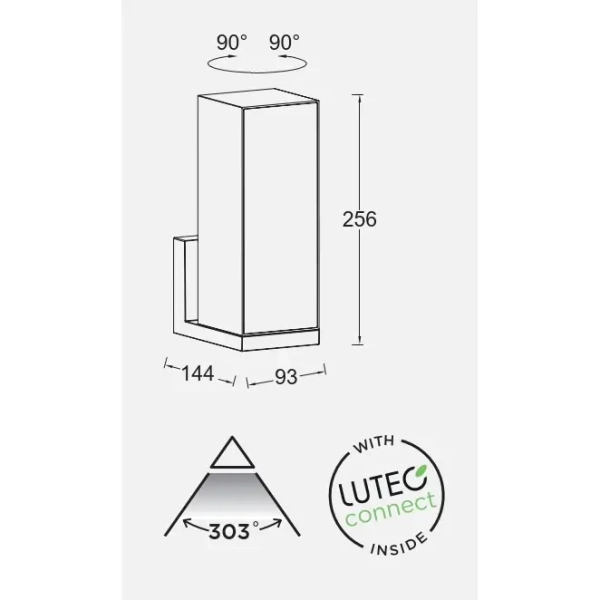 Zewnętrzna LAMPA ścienna CUBA 5193810118 Lutec metalowa OPRAWA kinkiet LED 14W 2700K - 6500K regulowany IP54 szary