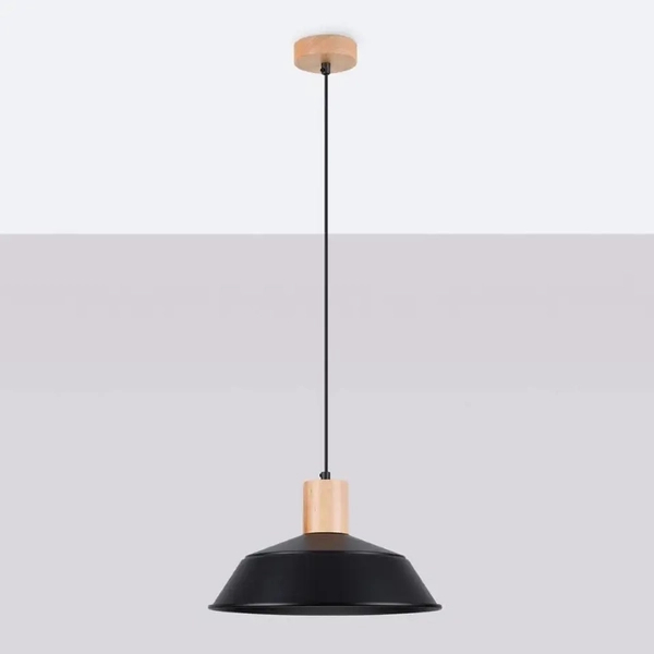 Wisząca lampa nad stół Fano SL.1322 Sollux drewniana czarna