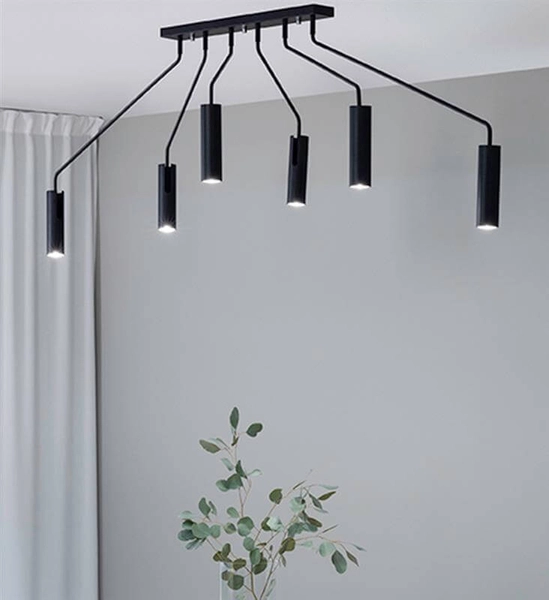 Lampa sufitowa 6-punktowa Ramus na wysięgnikach czarna