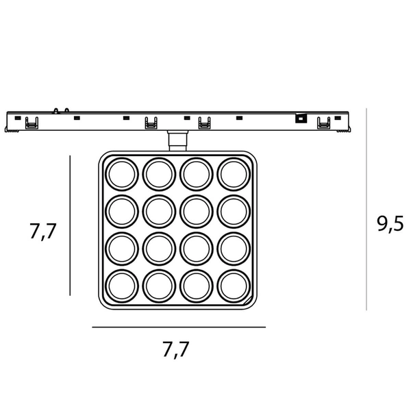 Regulowana lampa magnetyczna kwadratowa MAX N0013N LED 12W 3000K czarna