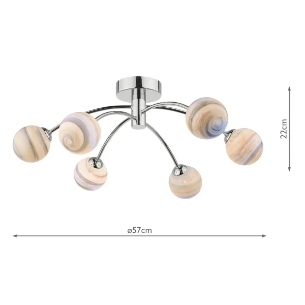 Molekułowa sufitowa lampa Izzy  IZZ0650-07 do sypialni kule chrom