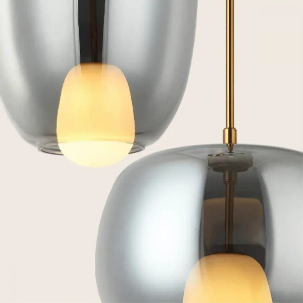 Loftowa wisząca lampa 22056 szklana owalna złota przydymiona