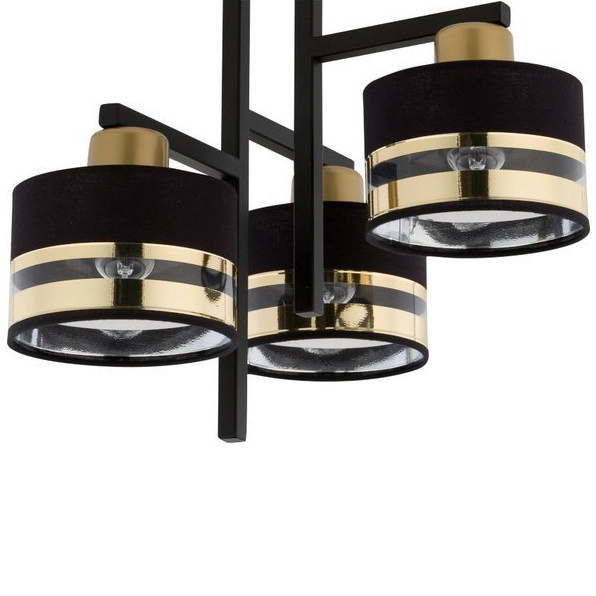 LAMPA sufitowa PRO 32147 Sigma abażurowa OPRAWA czarna złota