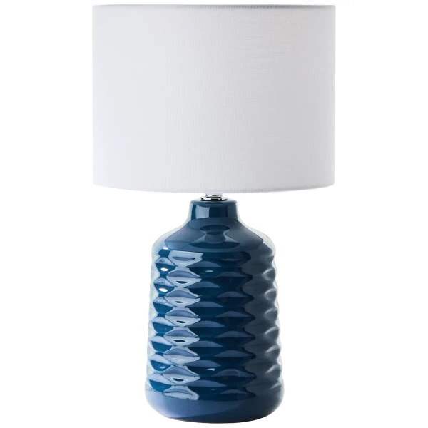 Stołowa lampka do sypialni Ilysa 94569/73 z abażurem biała niebieska