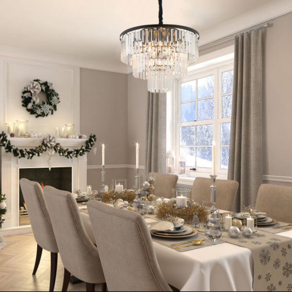 Lampa wisząca Cristal 7616 kryształy zwis przezroczysty czarny