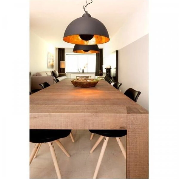 Wisząca lampa do jadalni Retro ABR-GEO Abruzzo kopuła czarna złota