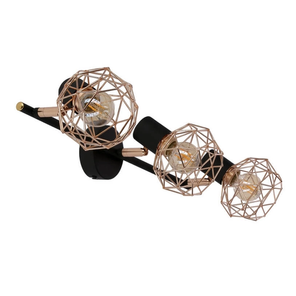 Potrójna lampa sufitowa Acrobat 93-22219 regulacja czarna miedziana