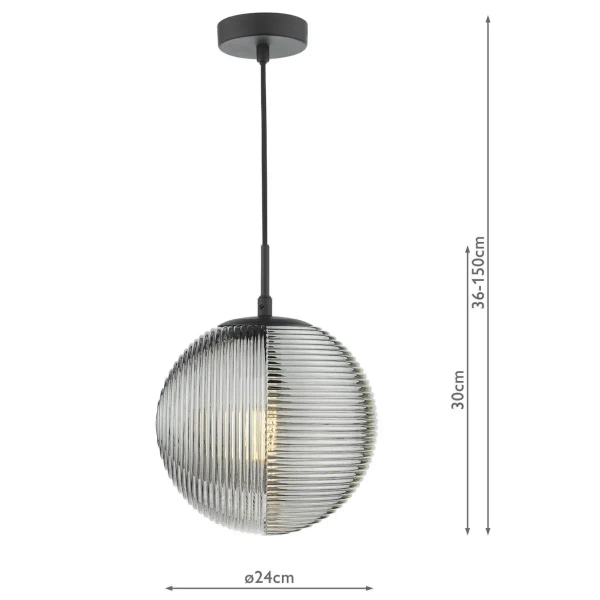 Kulista wisząca lampa Evander EVA0122 kula czarna przydymiona