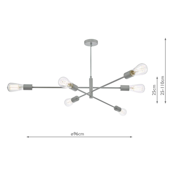 Salonowa lampa wisząca Alana ALA0639 Dar Lighting szara przezroczysta