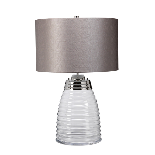 Dekoracyjna stołowa lampa QN-MILNE-TL-GREY abażur szary