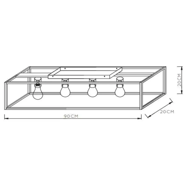 Metalowa lampa przysufitowa RUBEN 00124/04/30 Lucide czarny złoty