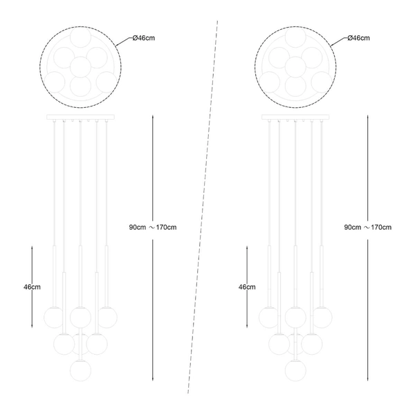 Molekułowa lampa wisząca Arcturus P0574-07F-F7AA Zumaline biały złoty