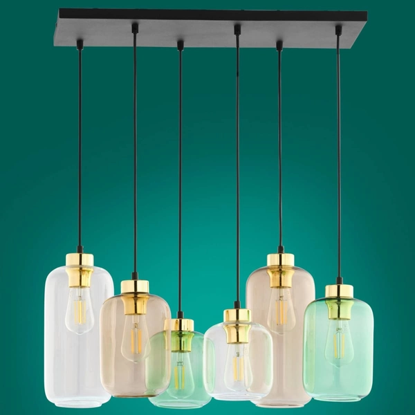 Wisząca loftowa lampa Marco 3328 TK Lighting owalna szklana wielokolorowa