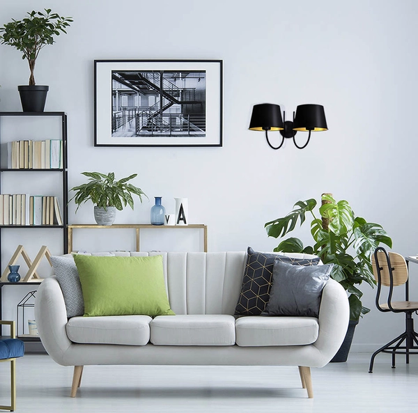 Lampa ścienna Sasto K-4338 z abażurami czarna złota