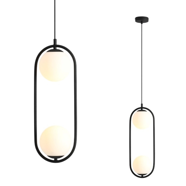 Lampa wisząca loft RIVA 1086H1 metalowy pierścień kule do kuchni białe