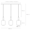 Potrójna lampa wisząca loft Joanet 45494/03/65 szklana czarna przydymiona