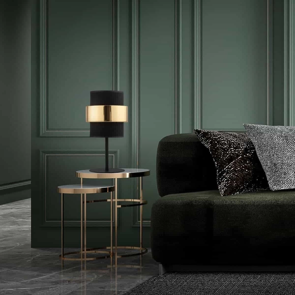 Lampka nocna glamour Calisto 4705 TK Lighting z tkaniny czarna złota