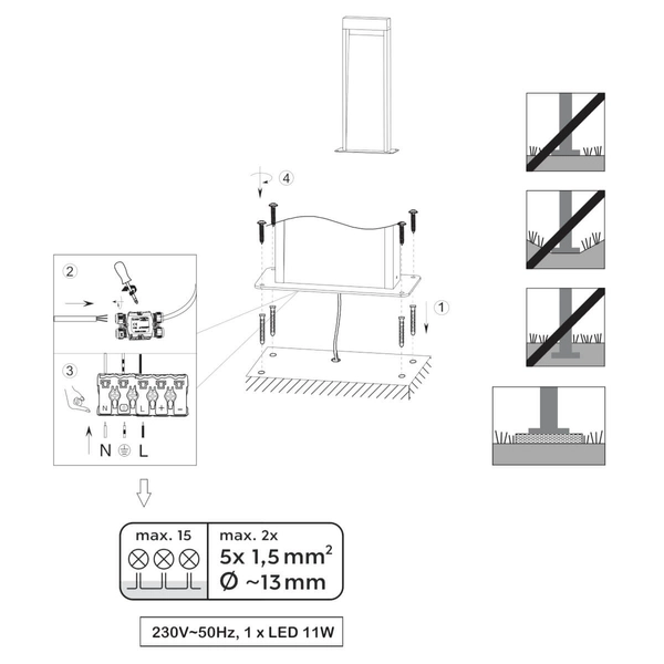 Słupek stojący Salmon 546960135 Trio LED 13W 3000K IP44 tarasowy drewniany