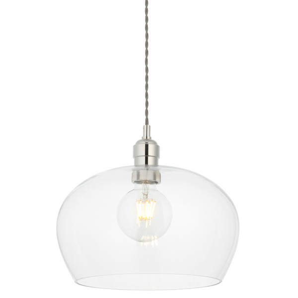 Zwisowa lampa do kuchni L&-1102677 Light& szklana kopuła nikiel