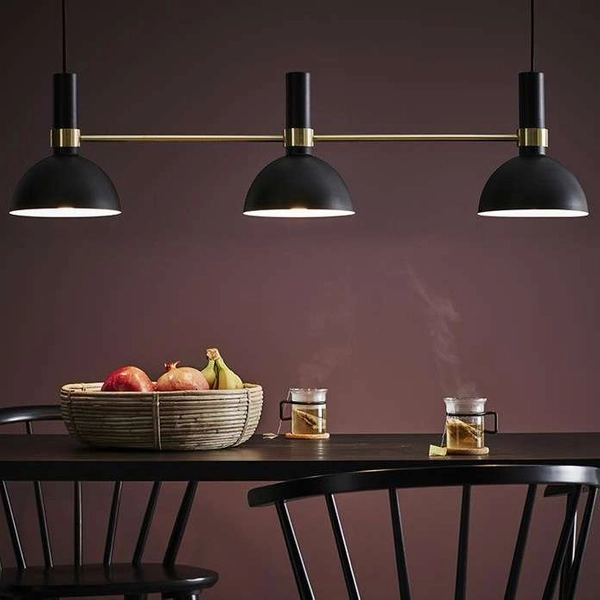 LAMPA wisząca LARRY 106971 Markslojd metalowa OPRAWA zwis kopuły belka mosiądz czarna