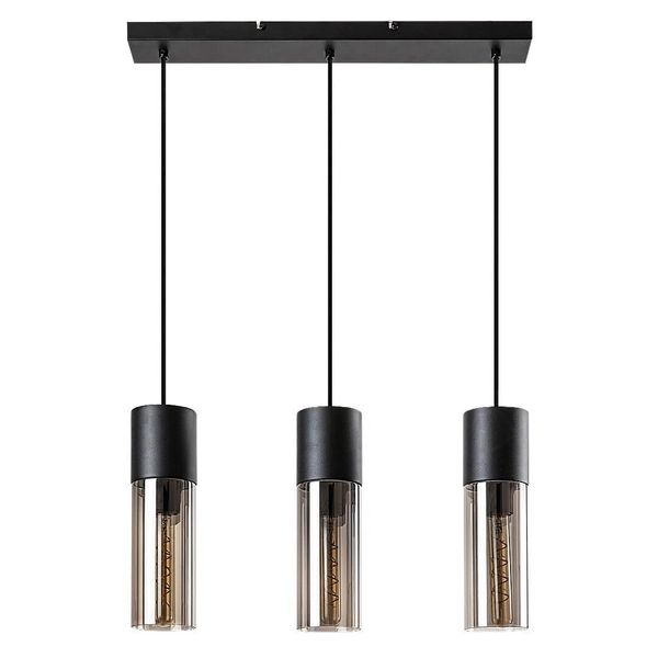 Potrójna lampa wisząca RONNO 72053 szklana loftowa przydymiona czarna