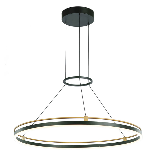 Okrągła lampa zwis Merlot PND-54638R-28W-3K-BK-GD Italux LED 28W 3000K złoty czarny