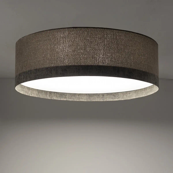 Okrągła lampa sufitowa LAGO 11680 tkaninowa do salonu szara