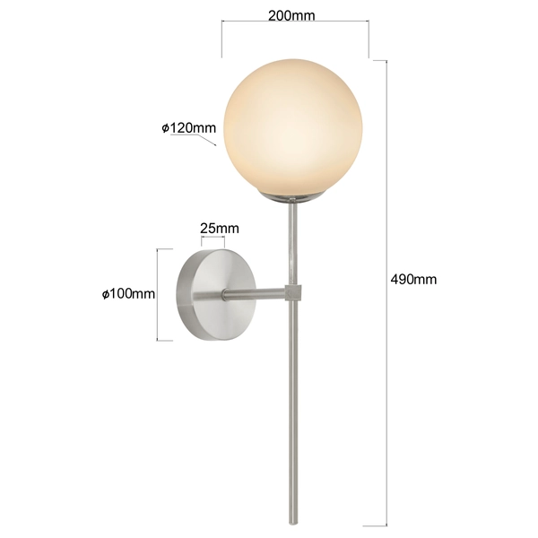 Ścienna lampa kula Piruleta LP-008/1W CH metalowa szklana chrom biały