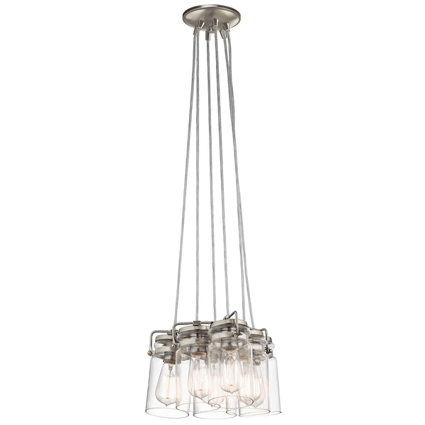 Zwisająca lampa Brinley KL-BRINLEY6-NI Kichler szklana przezroczysta nikiel