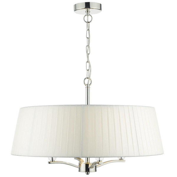 Wisząca lampa nad stół Cristin CRI042 Dar Lighting abażur nikiel écru