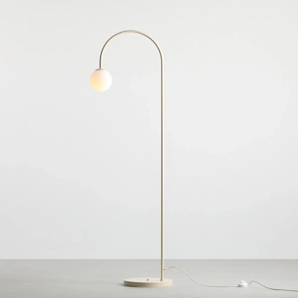 Skandynawska lampa podłogowa UNA 1116A9 łukowa kremowa