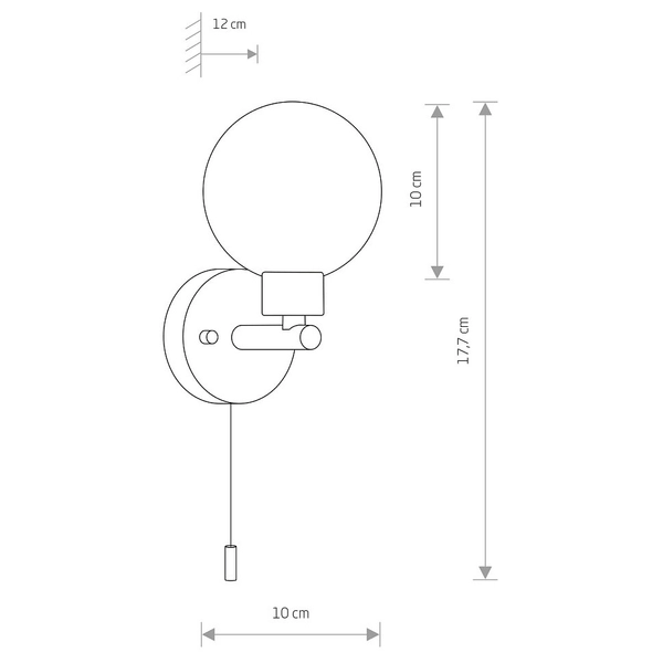 Okrągła lampa ścienna Simi 8052 biały kinkiet z włącznikiem kula
