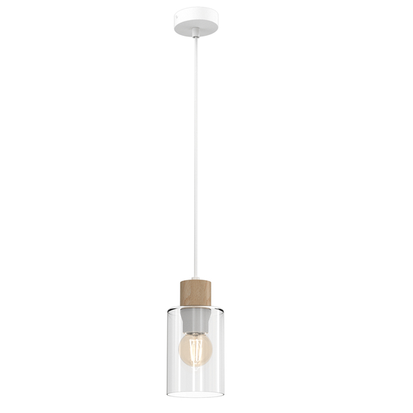 Szklana lampa wisząca Madera do holu przezroczysta biała