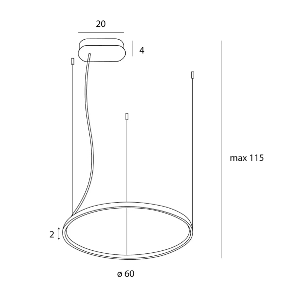 Wisząca lampa ring VISUAL czarna P0656 1xLED 22W 3000K IP44 nad wyspę