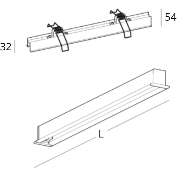 Wpustowa liniowa lampa Lupinus 2120012103-1 Elkim LED 24W 3000K czarna
