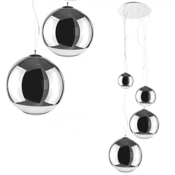 Kaskada lampa wisząca Silver Ball 5-punktowy zwis chrom