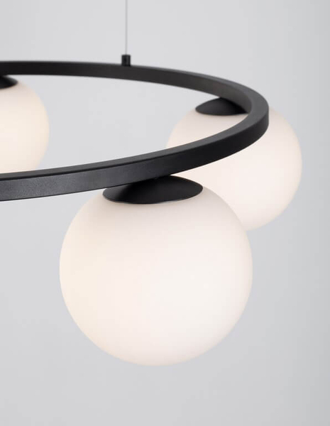 Loftowa lampa wisząca Ubeda LED 35W 3200K pierścień z kulami czarny biały