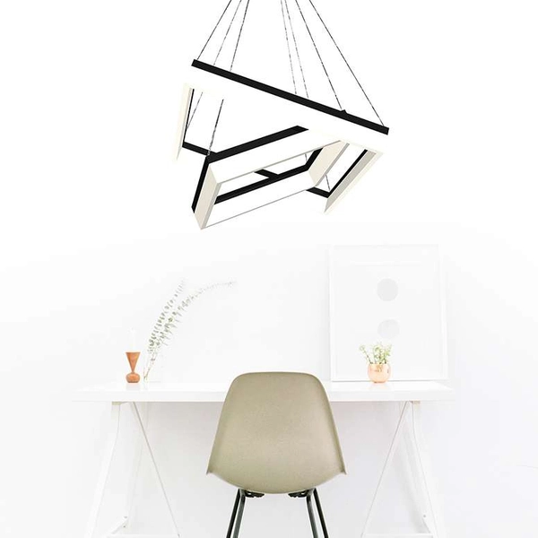 Wisząca LAMPA geometryczna NERO ML082 Milagro kwadratowa OPRAWA zwis LED 80W 4000K czarny biały