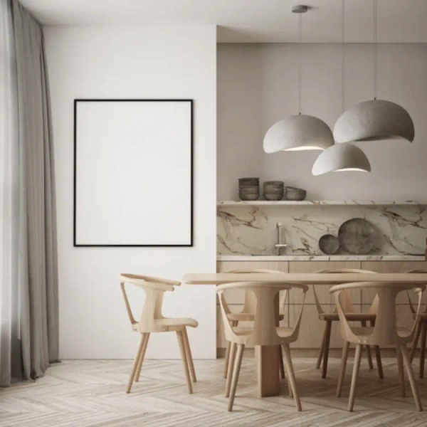Minimalistyczna wisząca lampa 23162 kopułowa skandynawska biała