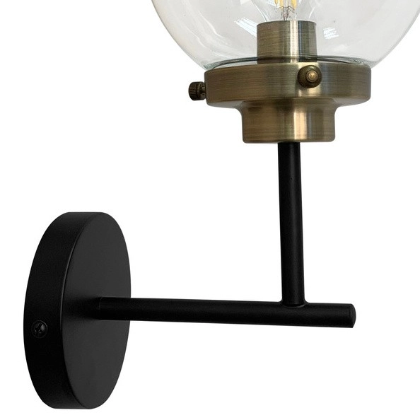 Industrialny kinkiet ścienny LENS 21-01283 szklana kula ball czarna patyna