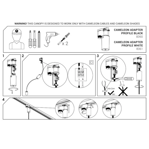 Adapter puszka na szynoprzewód CAMELEON CANOPY 8361 biała