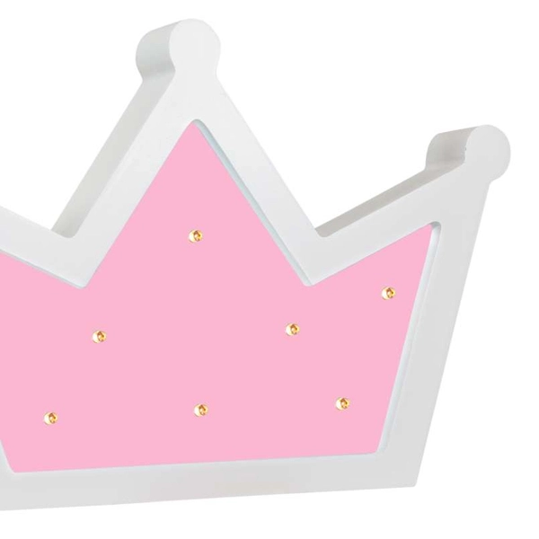 Stołowa lampka dekoracyjna KORONA LED 3300K 310699 Polux drewniana do pokoju dziecięcego różowa biała