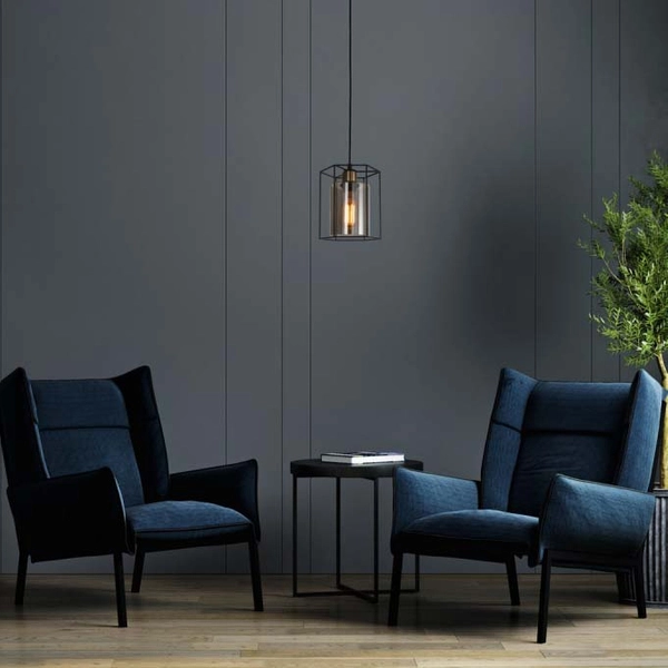 Industrialna LAMPA wisząca KALULA PND-78901-1-BK+SG Italux metalowy ZWIS druciany do przedpokoju czarny