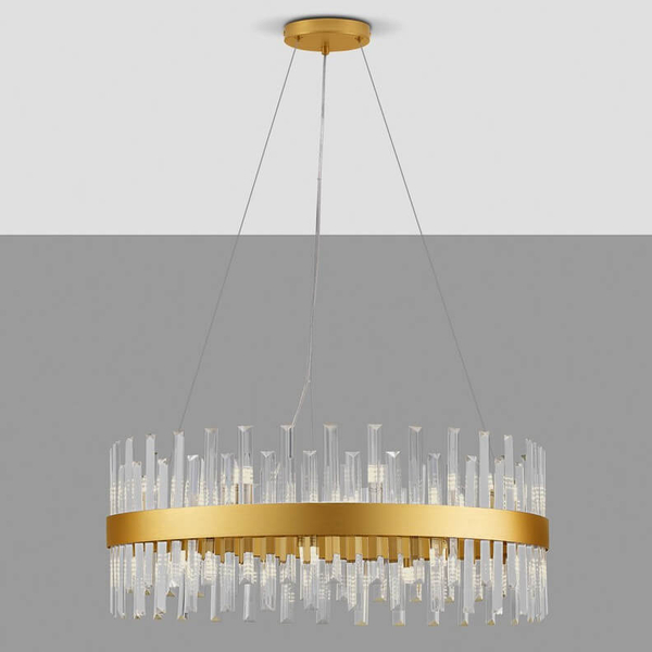 Wisząca lampa do salonu CHOLULA LE44721 kryształowa złota przezroczysta