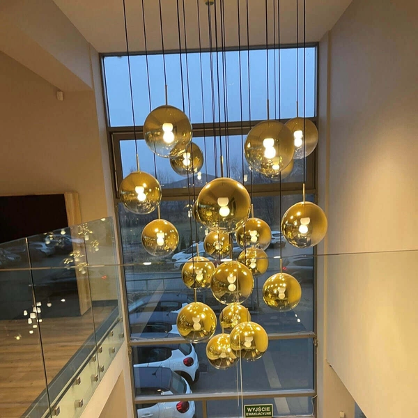 Loftowa LAMPA wisząca PALLA LP-2844/1P GD Light Prestige szklana OPRAWA ball ZWIS kula złota przezroczysta