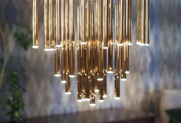 LAMPA wisząca ORGANIC P0242D Maxlight metalowa OPRAWA zwis LED 45W 3000K sople tuby złote